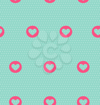 Seamless pattern with heart on light blue background
