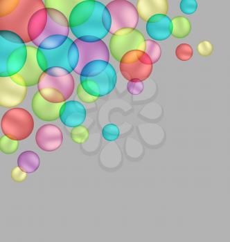 Multicolored bubbles isolated on grey background