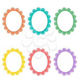 Six lace multicolored frames isolated on white