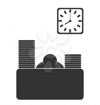 Business office fizzle out worker flat icon isolated on white background
