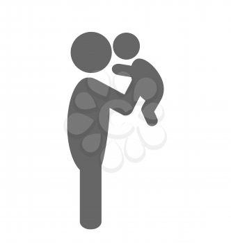 Father and baby pictogram flat icon isolated on white background