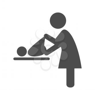 Mother swaddles the baby pictogram flat icon isolated on white background