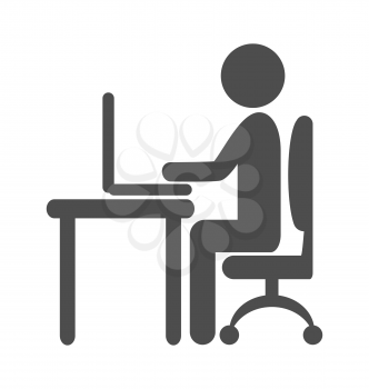Flat computer work pictogram icon isolated on white background