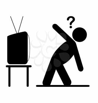 TV yoga tutorial lesson man pictogram flat icon isolated on white background