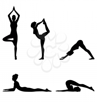 Woman in Yoga Pose Set Isolated on White Background