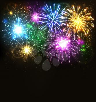 Multicolor Festive Firework Salute Burst on Black Background