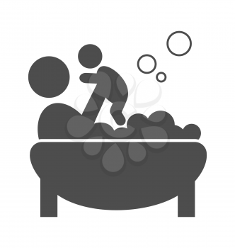 Parent takes a bath with the baby pictogram flat icon isolated on white background