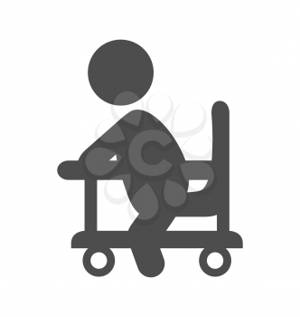 Baby in walker pictogram flat icon isolated on white background