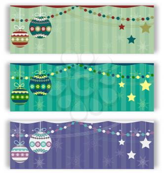 Christmas balls flyers set on different colors backgrounds