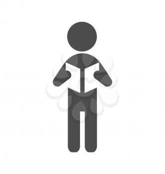 Read book man flat icon pictogram isolated on white background