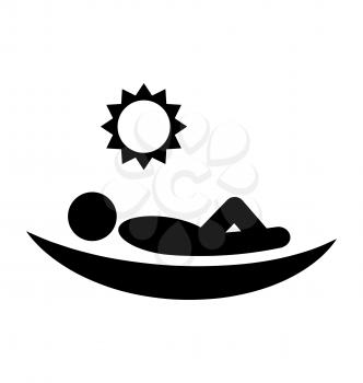 Summer Relax Sunbathing Pictograms Flat People Icons Isolated on White Background