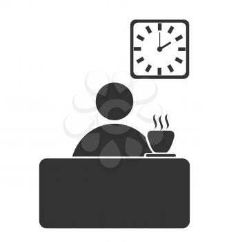 Business office coffee break flat icon isolated on white background