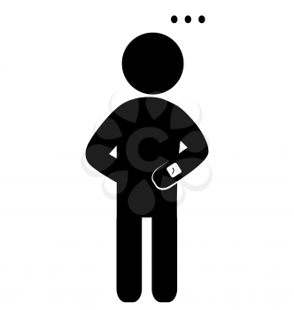 Waiting man with watches flat icon pictogram isolated on white background