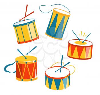 Festive Carnival Drums Isolated on White Background