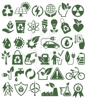 Eco Friendly Bio Green Energy Sources Icons Signs Set Isolated on White Background