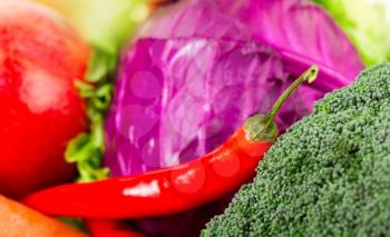 Red hot pepper. Food set. Close-up photo. Fresh vegetables.