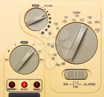 Beige control panel of radio, closeup picture