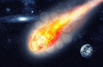 Asteroid flies in the dark space