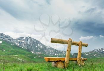 Bench in National Park in mountains of Montenegro, Europe
