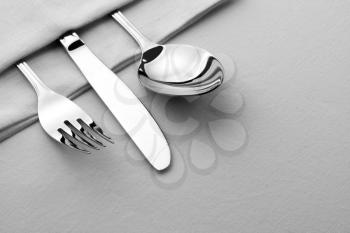 Fork, knife and spoon on the table