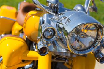 Chromed headlight of a motorcycle
