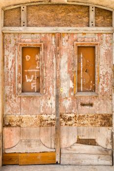 Old wooden locked door background