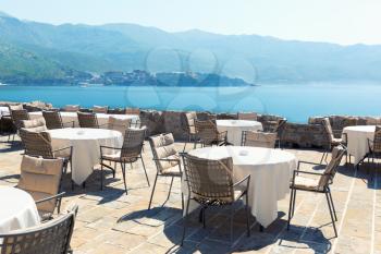 Sea view terrace of the luxury hotel of Montenegro