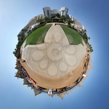 Little planet of tropical resort. Vacation concept