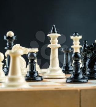Closeup of chess figures on the board
