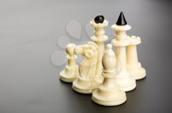 White chess figures on the table