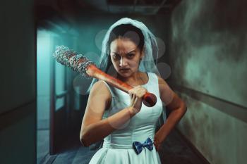 Bride maniac with bloody baseball bat