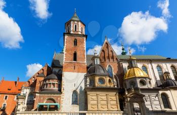 Wawel cathedral castle, Krakow, Poland. European town with ancient architecture buildings, famous place for travel and tourism