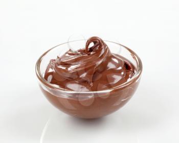 Delicious chocolate dessert in a glass bowl