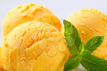 Detail of scoops of yellow ice cream