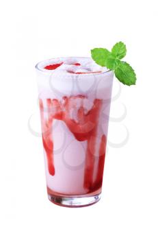 Strawberry milkshake in a tall glass