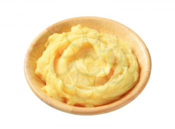 Mashed potato in a wooden bowl