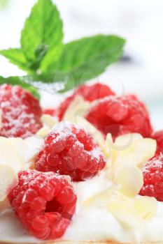 Mascarpone with fresh raspberries and almond chips