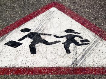 Sign on the road- Children crossing  