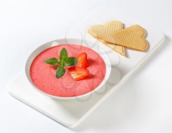 Bowl of chilled strawberry soup