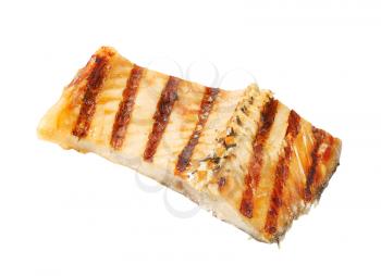 Grilled carp fillet isolated on white background