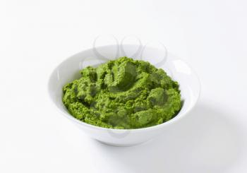 Bowl of homemade spinach puree