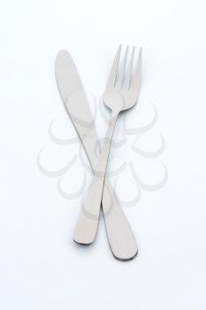 knife and fork on white background