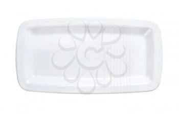 white rectangular plate with rim