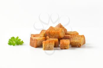 handful of pan fried bread cubes (croutons)