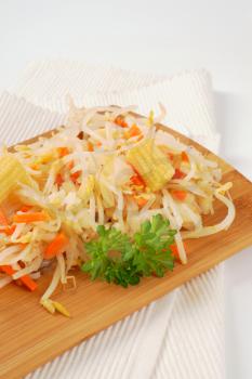 salad of bean sprouts, carrot, bamboo shoots and baby corn