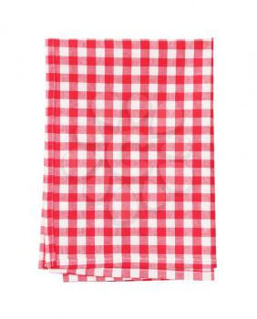 red and white checkered table linen on white background