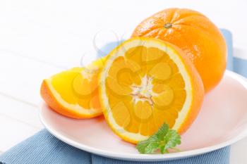 fresh oranges (whole, half and wedge)