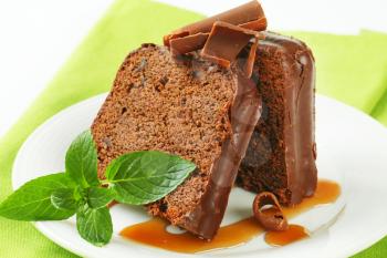 Slices of chocolate ginger cake