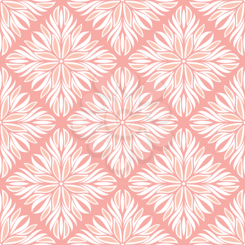 Gentle seamless pattern with white tracery on a pink background