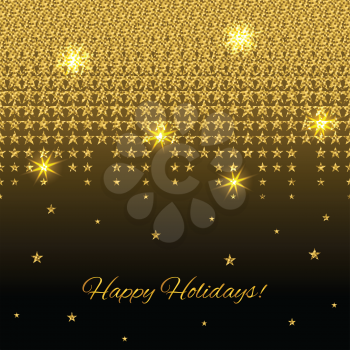 Luxury background with falling golden stars with sparks. This can be used to design a greeting card, banner, invitation